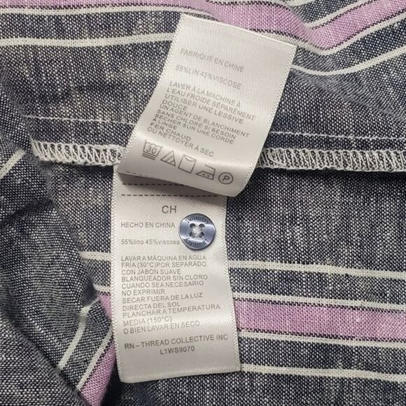 Laundry by shelli segal Linen Blouse Womens Small Blue Striped 3/4 Sleeve Top - Picture 10 of 11